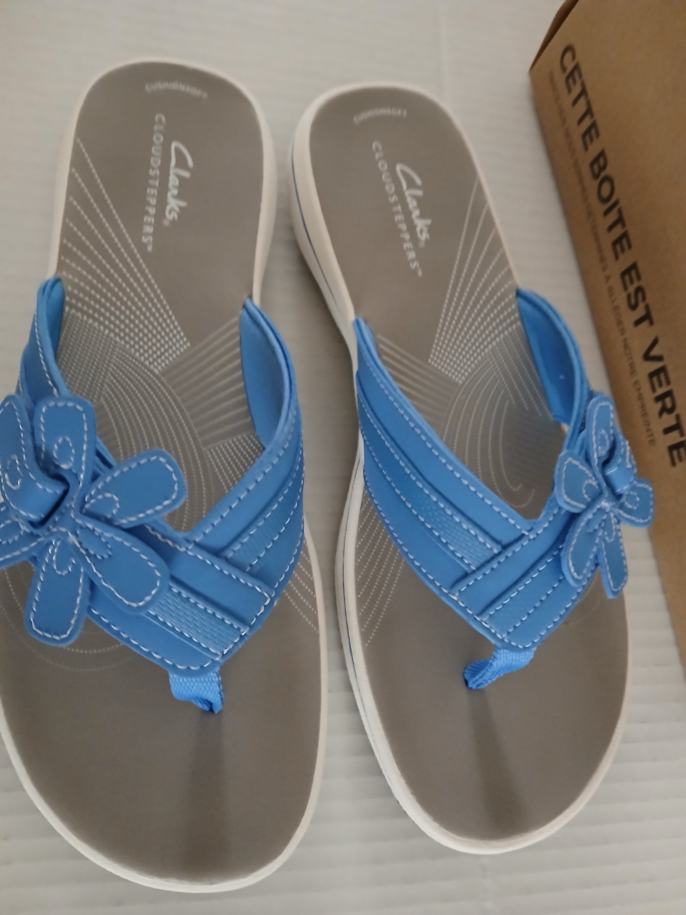 Clarks Women's Blue Cloudsteppers Floral Sandals Size 8M $35 - Picture 4 of 10